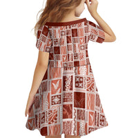 Vintage Aloha Block Quilt Family Matching Long Sleeve Bodycon Dress and Hawaiian Shirt Red Inspired Lei Motifs LT9 - Polynesian Pride