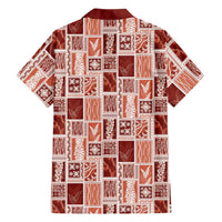 Vintage Aloha Block Quilt Family Matching Long Sleeve Bodycon Dress and Hawaiian Shirt Red Inspired Lei Motifs LT9 - Polynesian Pride