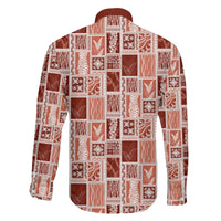 Vintage Aloha Block Quilt Family Matching Off Shoulder Short Dress and Hawaiian Shirt Red Inspired Lei Motifs LT9 - Polynesian Pride
