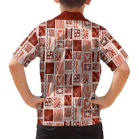 Vintage Aloha Block Quilt Family Matching Short Sleeve Bodycon Dress and Hawaiian Shirt Red Inspired Lei Motifs LT9 - Polynesian Pride
