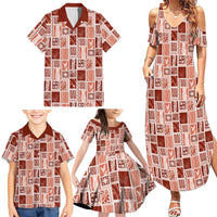 Vintage Aloha Block Quilt Family Matching Summer Maxi Dress and Hawaiian Shirt Red Inspired Lei Motifs LT9 - Polynesian Pride