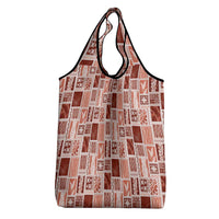 Vintage Aloha Block Quilt Grocery Bag Red Inspired Lei Motifs - Polynesian Pride