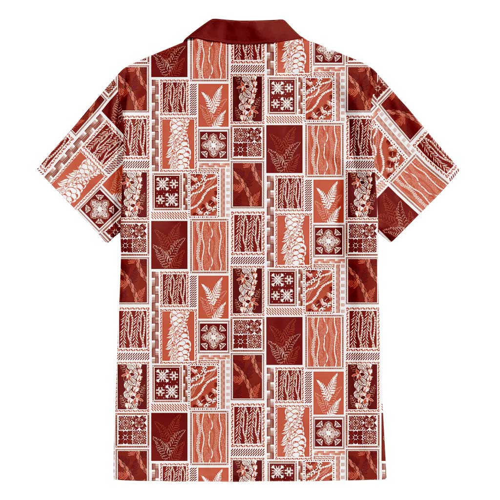 Vintage Aloha Block Quilt Hawaiian Shirt Red Inspired Lei Motifs - Polynesian Pride