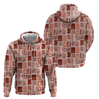 Vintage Aloha Block Quilt Hoodie Red Inspired Lei Motifs LT9 - Polynesian Pride