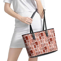 Vintage Aloha Block Quilt Leather Tote Bag Red Inspired Lei Motifs LT9 - Polynesian Pride