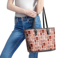 Vintage Aloha Block Quilt Leather Tote Bag Red Inspired Lei Motifs LT9 - Polynesian Pride