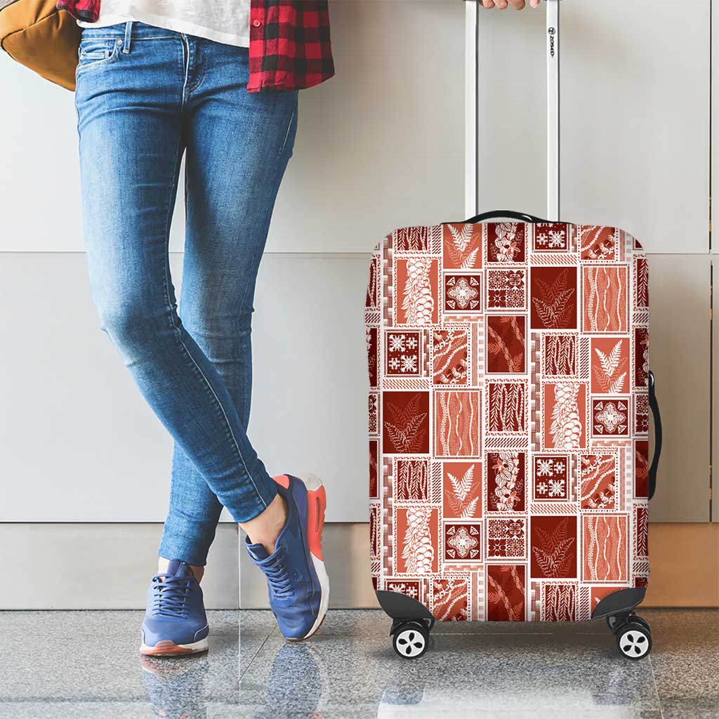 Vintage Aloha Block Quilt Luggage Cover Red Inspired Lei Motifs LT9 - Polynesian Pride