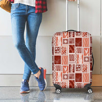 Vintage Aloha Block Quilt Luggage Cover Red Inspired Lei Motifs LT9 - Polynesian Pride