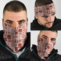 Vintage Aloha Block Quilt Neck Gaiter Red Inspired Lei Motifs - Polynesian Pride