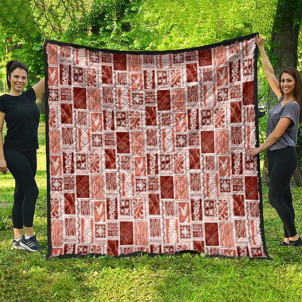 Vintage Aloha Block Quilt Quilt Red Inspired Lei Motifs - Polynesian Pride
