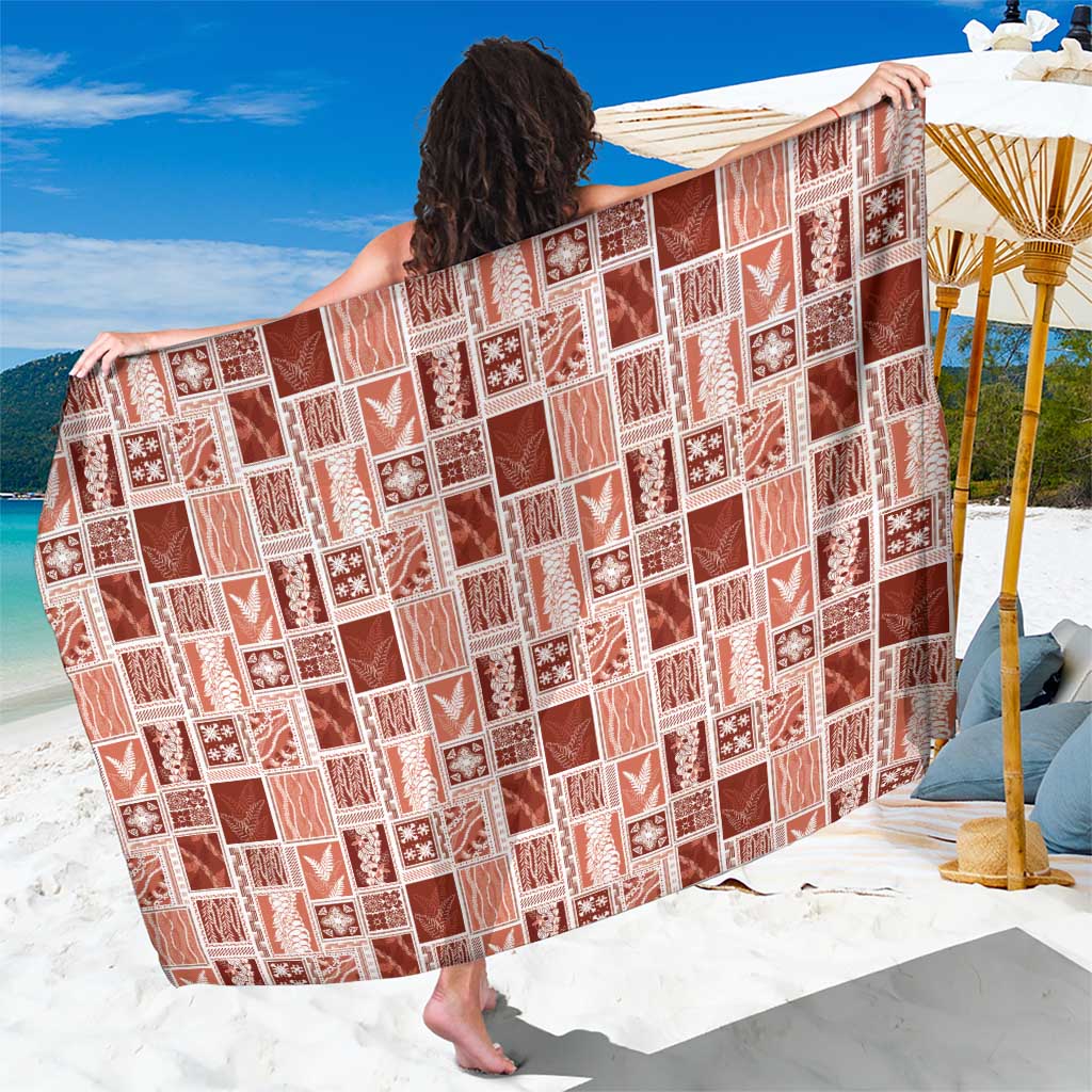 Vintage Aloha Block Quilt Sarong Red Inspired Lei Motifs - Polynesian Pride