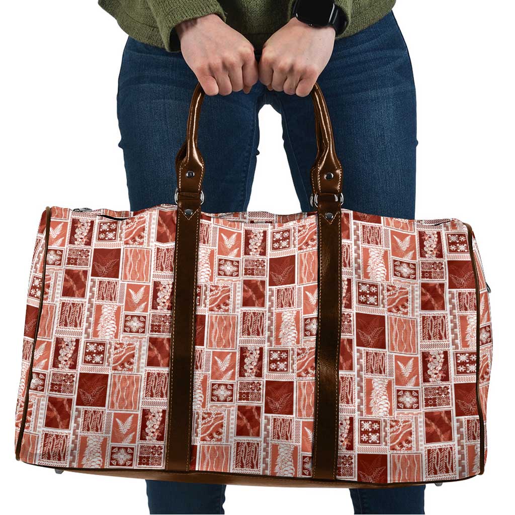 Vintage Aloha Block Quilt Travel Bag Red Inspired Lei Motifs - Polynesian Pride