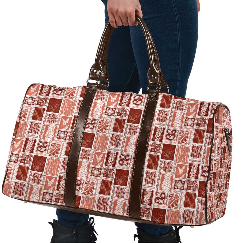 Vintage Aloha Block Quilt Travel Bag Red Inspired Lei Motifs - Polynesian Pride