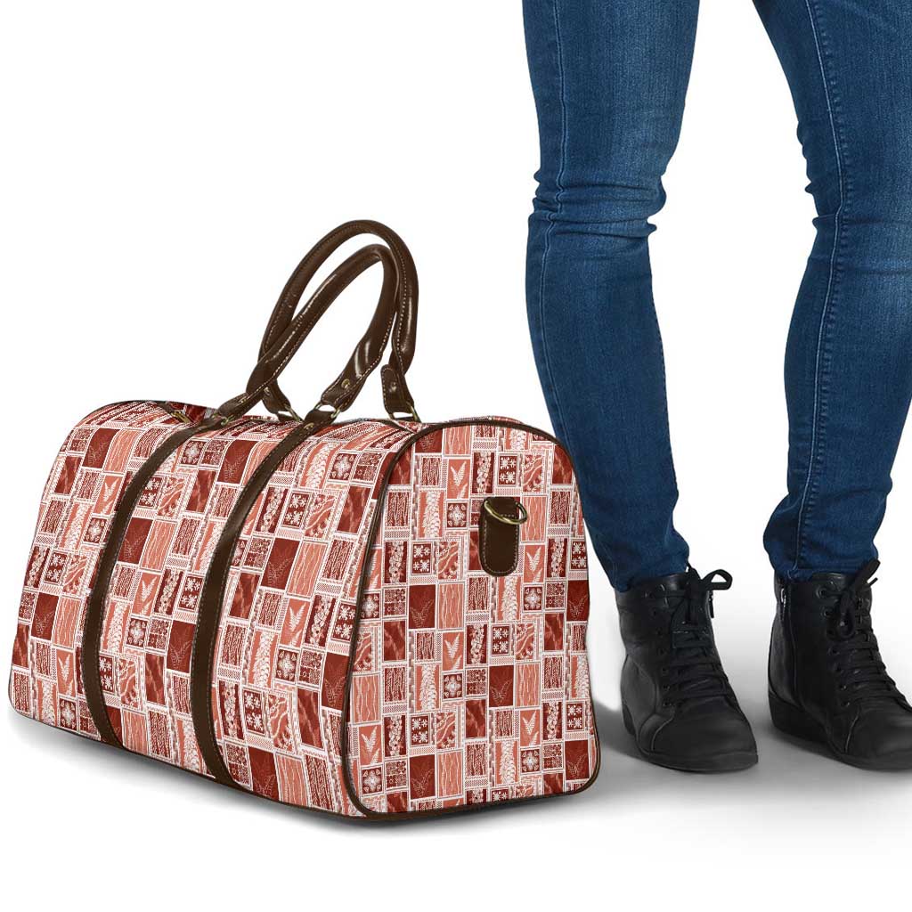 Vintage Aloha Block Quilt Travel Bag Red Inspired Lei Motifs - Polynesian Pride