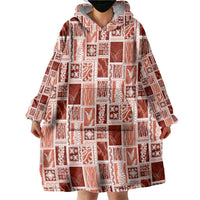 Vintage Aloha Block Quilt Wearable Blanket Hoodie Red Inspired Lei Motifs LT9 - Polynesian Pride