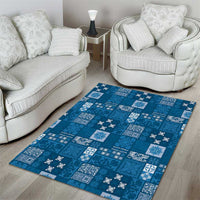 Vintage Hawaiian Quilting Patterns Area Rug Blue Style Tribal Fabric Patchwork - Polynesian Pride