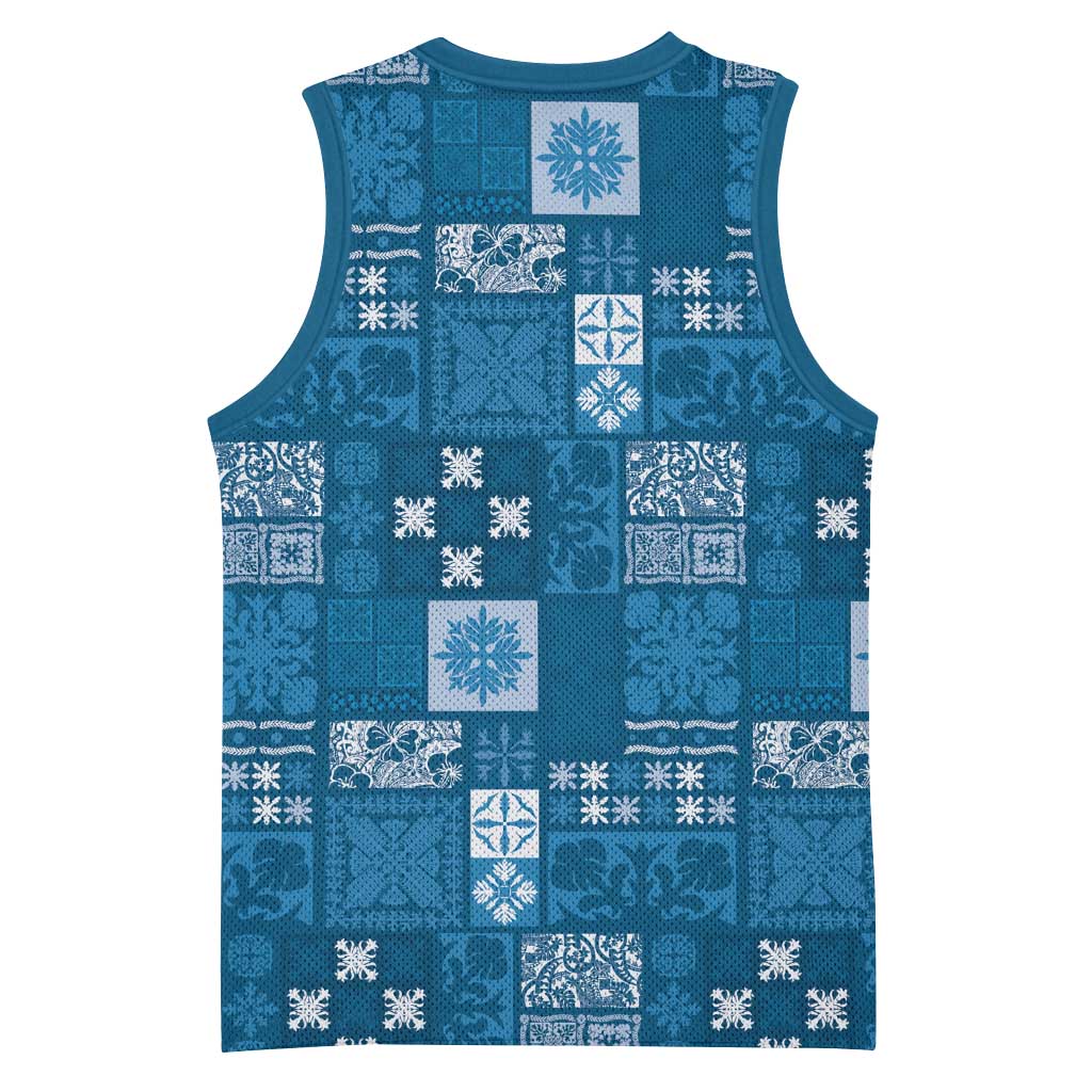 Vintage Hawaiian Quilting Patterns Basketball Jersey Blue Style Tribal Fabric Patchwork - Polynesian Pride