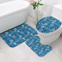 Vintage Hawaiian Quilting Patterns Bathroom Set Blue Style Tribal Fabric Patchwork - Polynesian Pride