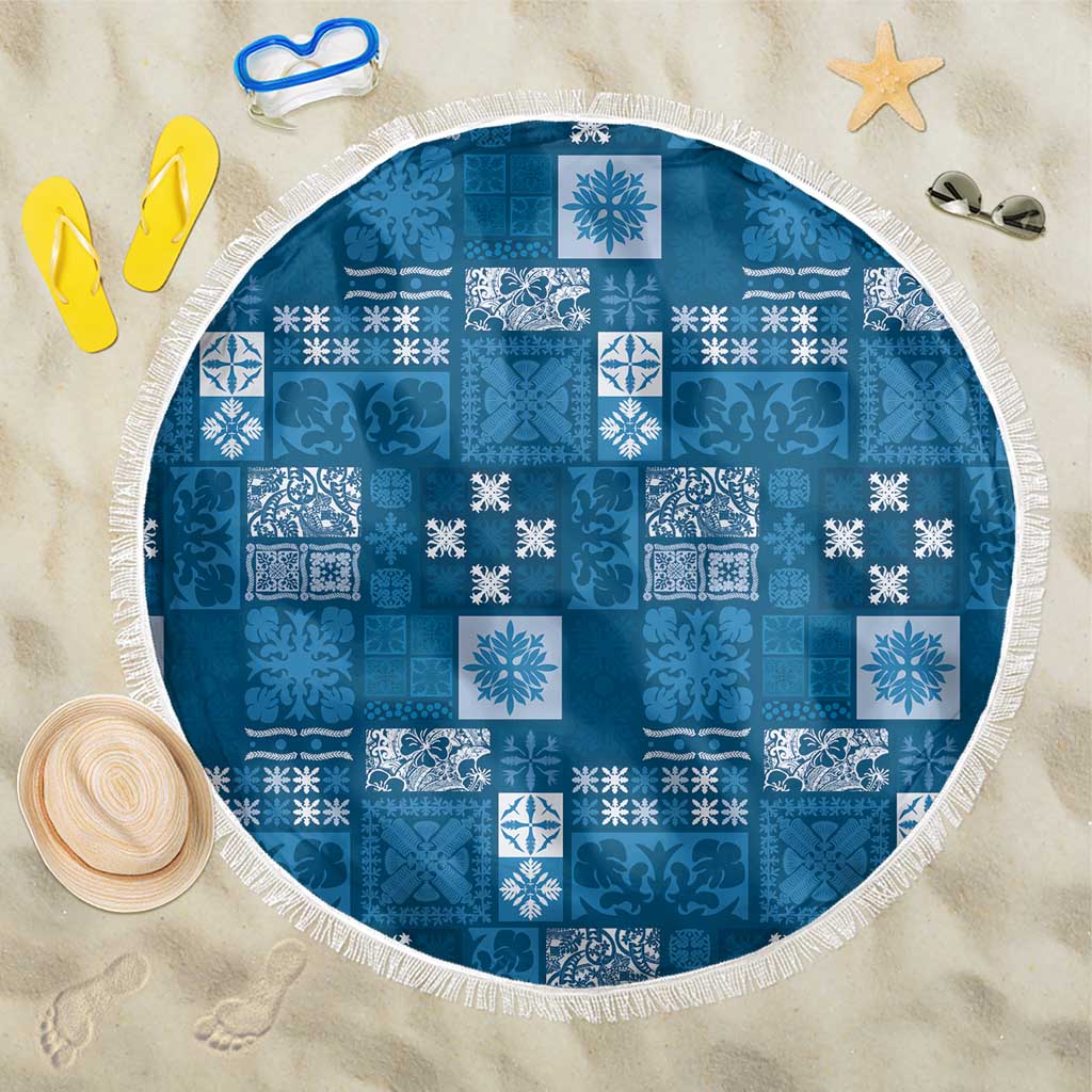 Vintage Hawaiian Quilting Patterns Beach Blanket Blue Style Tribal Fabric Patchwork LT9 One Size 150cm Blue - Polynesian Pride
