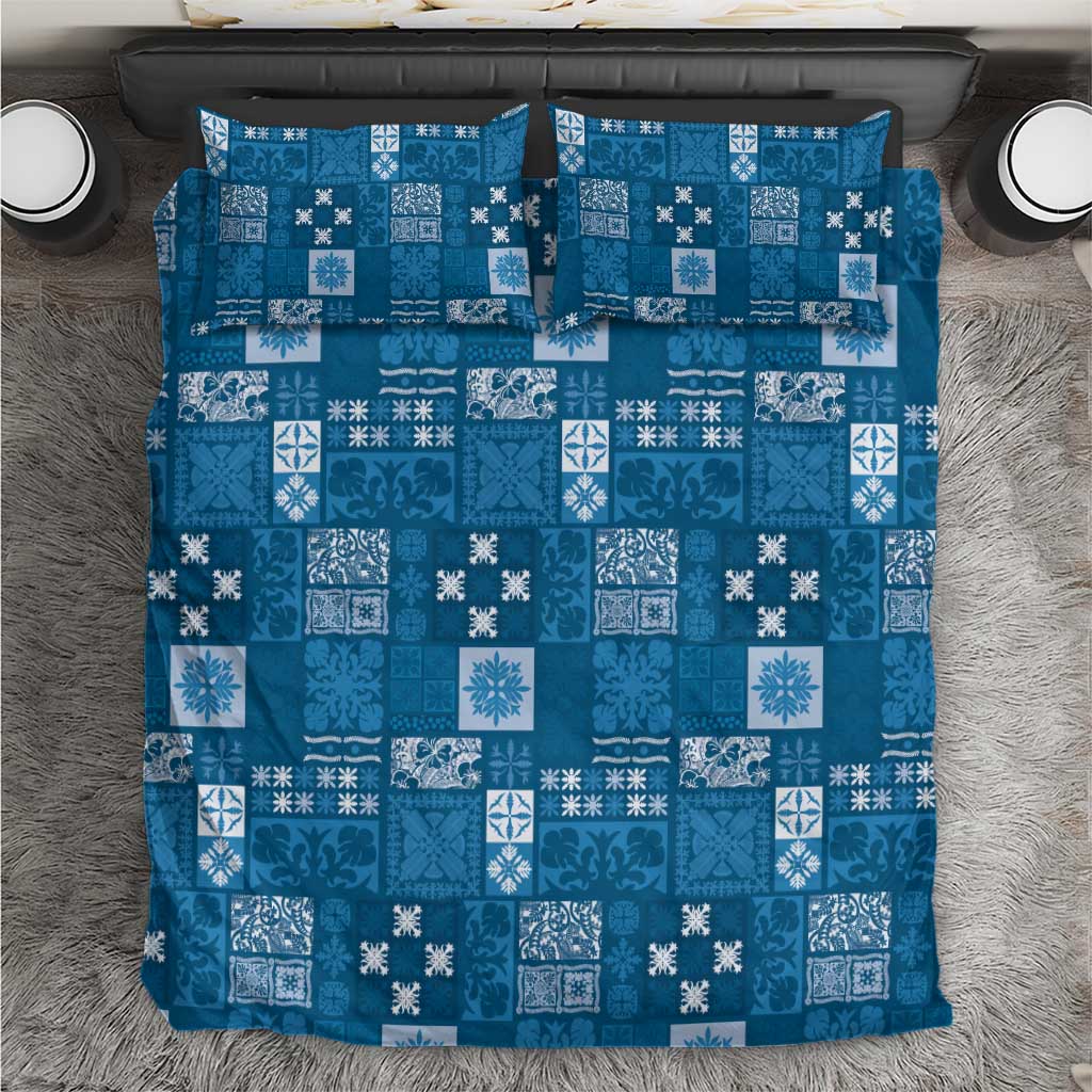 Vintage Hawaiian Quilting Patterns Bedding Set Blue Style Tribal Fabric Patchwork - Polynesian Pride
