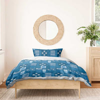 Vintage Hawaiian Quilting Patterns Bedding Set Blue Style Tribal Fabric Patchwork - Polynesian Pride