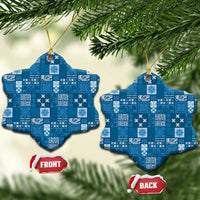 Vintage Hawaiian Quilting Patterns Ceramic Ornament Blue Style Tribal Fabric Patchwork - Polynesian Pride