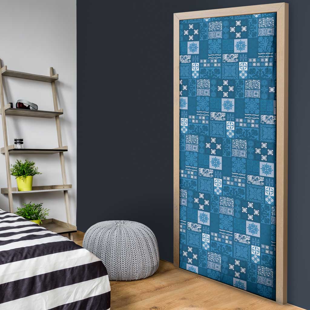 Vintage Hawaiian Quilting Patterns Door Cover Blue Style Tribal Fabric Patchwork - Polynesian Pride