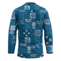 Vintage Hawaiian Quilting Patterns Hockey Jersey Blue Style Tribal Fabric Patchwork - Polynesian Pride