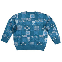 Vintage Hawaiian Quilting Patterns Kid Ugly Christmas Sweater Blue Style Tribal Fabric Patchwork - Polynesian Pride