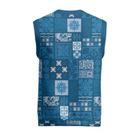 Vintage Hawaiian Quilting Patterns Christmas Knitted V-Neck Vest Blue Style Tribal Fabric Patchwork - Polynesian Pride
