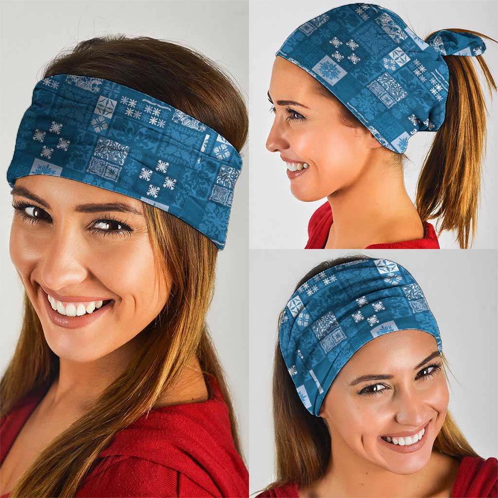 Vintage Hawaiian Quilting Patterns Neck Gaiter Blue Style Tribal Fabric Patchwork - Polynesian Pride