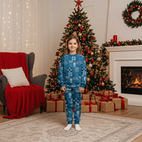 Vintage Hawaiian Quilting Patterns Christmas Pajama Set Blue Style Tribal Fabric Patchwork - Polynesian Pride