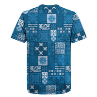 Vintage Hawaiian Quilting Patterns Rugby Jersey Blue Style Tribal Fabric Patchwork - Polynesian Pride