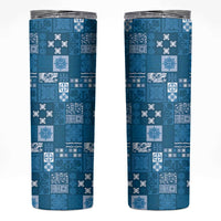 Vintage Hawaiian Quilting Patterns Skinny Tumbler Blue Style Tribal Fabric Patchwork - Polynesian Pride