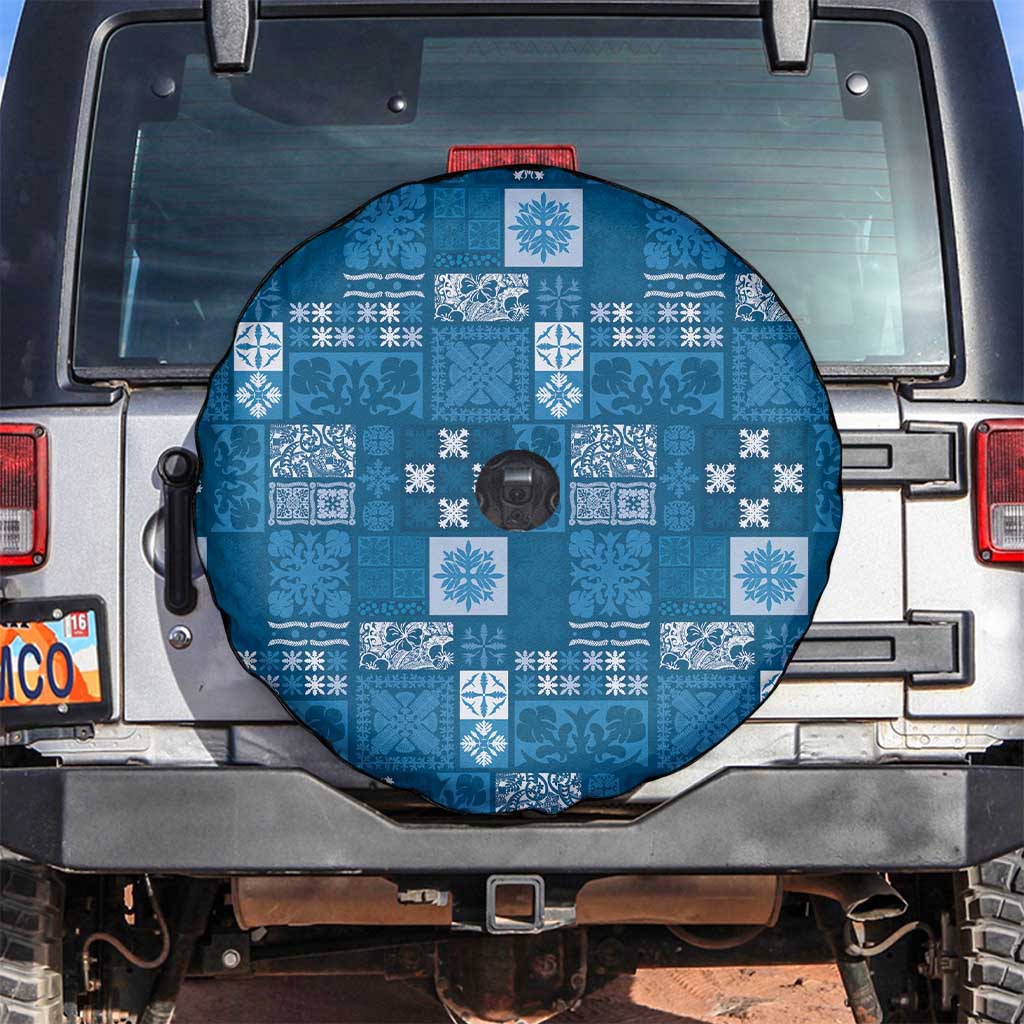 Vintage Hawaiian Quilting Patterns Spare Tire Cover Blue Style Tribal Fabric Patchwork - Polynesian Pride