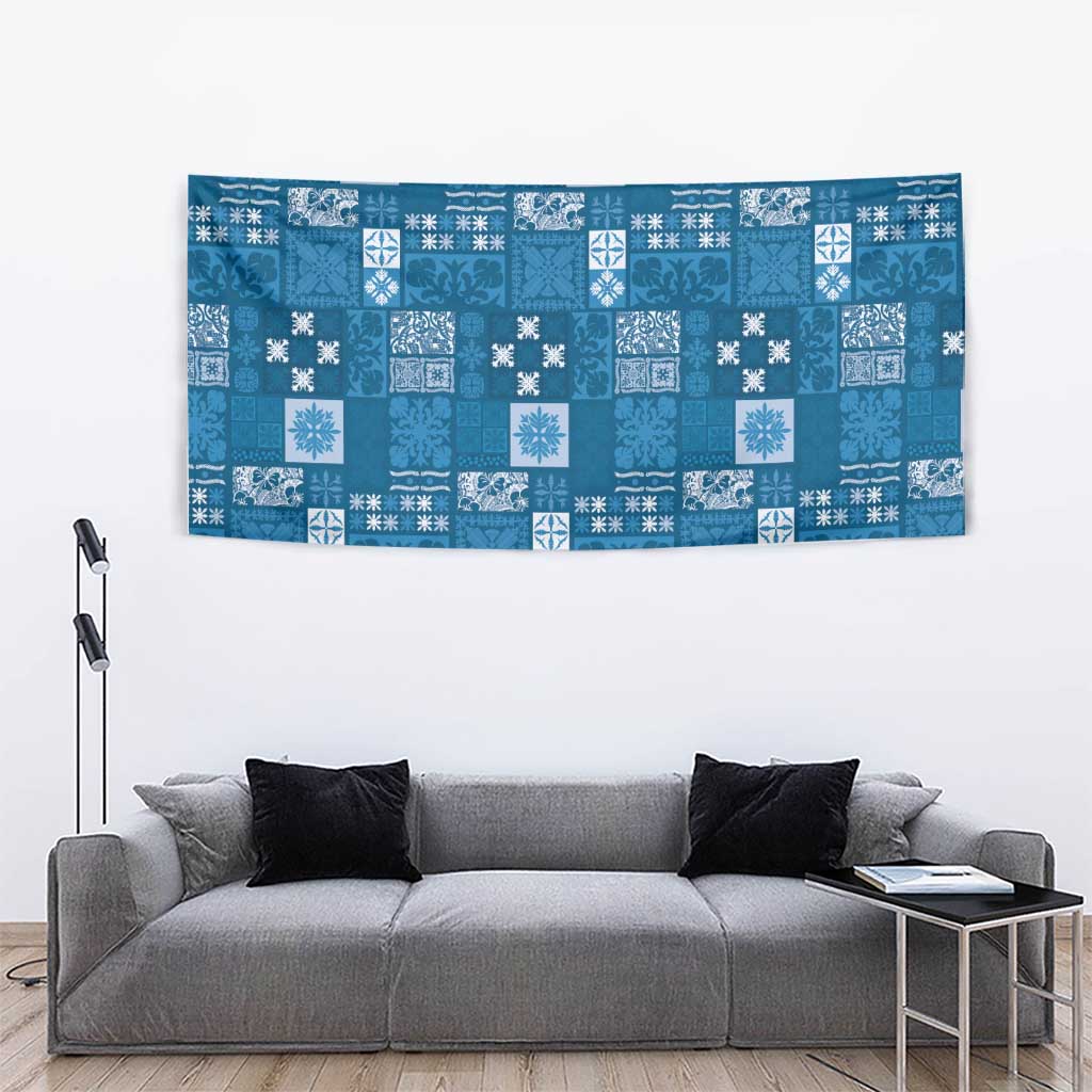 Vintage Hawaiian Quilting Patterns Tapestry Blue Style Tribal Fabric Patchwork - Polynesian Pride