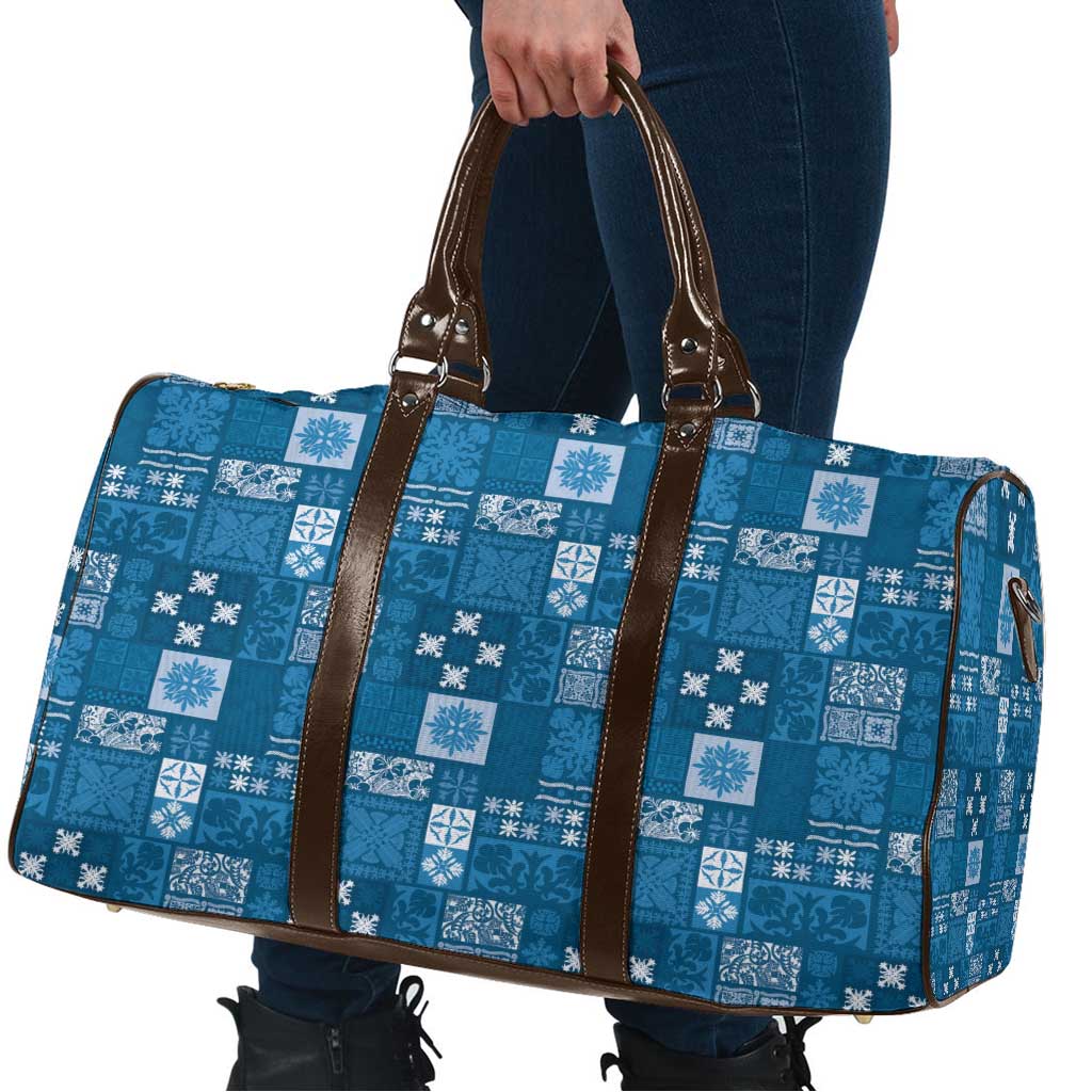Vintage Hawaiian Quilting Patterns Travel Bag Blue Style Tribal Fabric Patchwork - Polynesian Pride