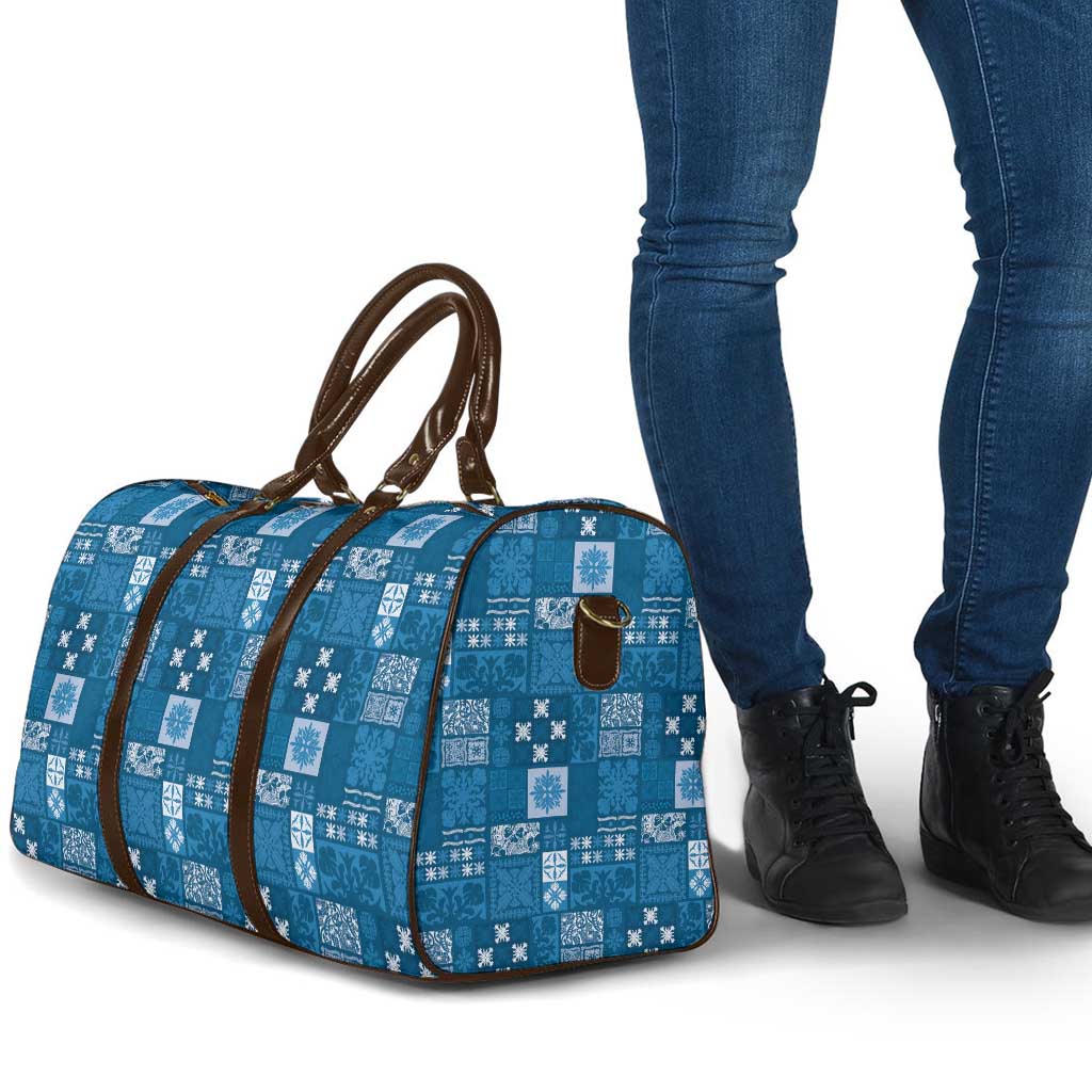 Vintage Hawaiian Quilting Patterns Travel Bag Blue Style Tribal Fabric Patchwork - Polynesian Pride