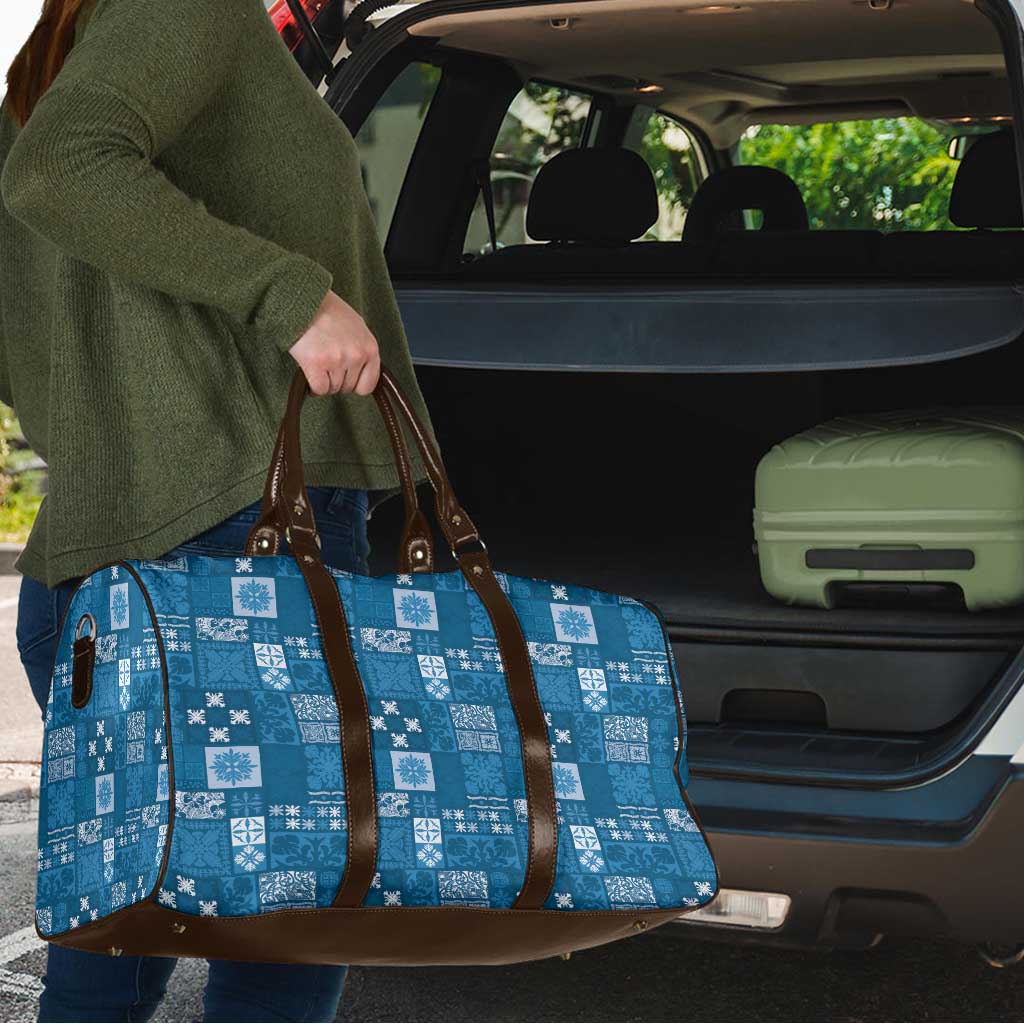 Vintage Hawaiian Quilting Patterns Travel Bag Blue Style Tribal Fabric Patchwork - Polynesian Pride