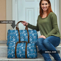 Vintage Hawaiian Quilting Patterns Travel Bag Blue Style Tribal Fabric Patchwork - Polynesian Pride