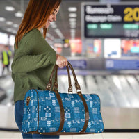 Vintage Hawaiian Quilting Patterns Travel Bag Blue Style Tribal Fabric Patchwork - Polynesian Pride