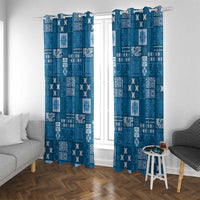 Vintage Hawaiian Quilting Patterns Window Curtain Blue Style Tribal Fabric Patchwork - Polynesian Pride