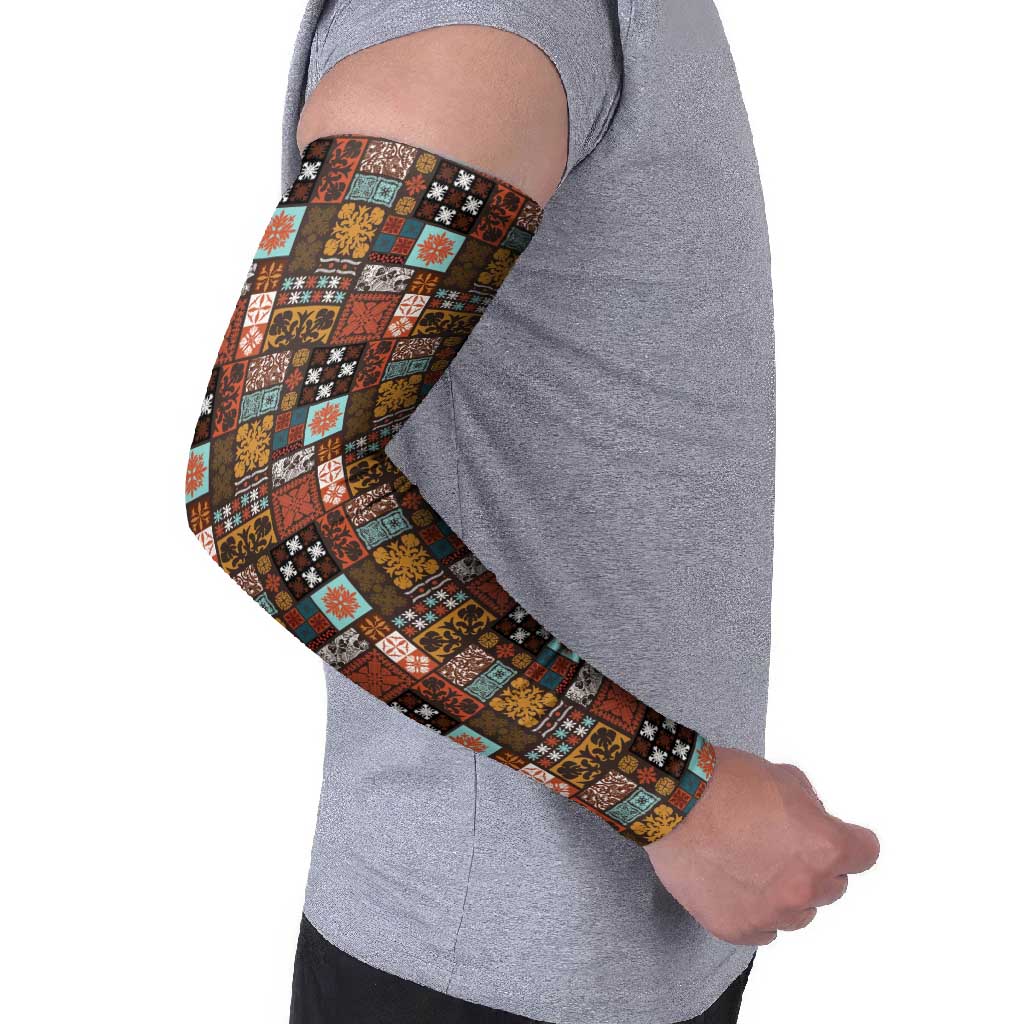 Vintage Hawaiian Quilting Patterns Arm Sleeves Brown Style Tribal Fabric Patchwork - Polynesian Pride