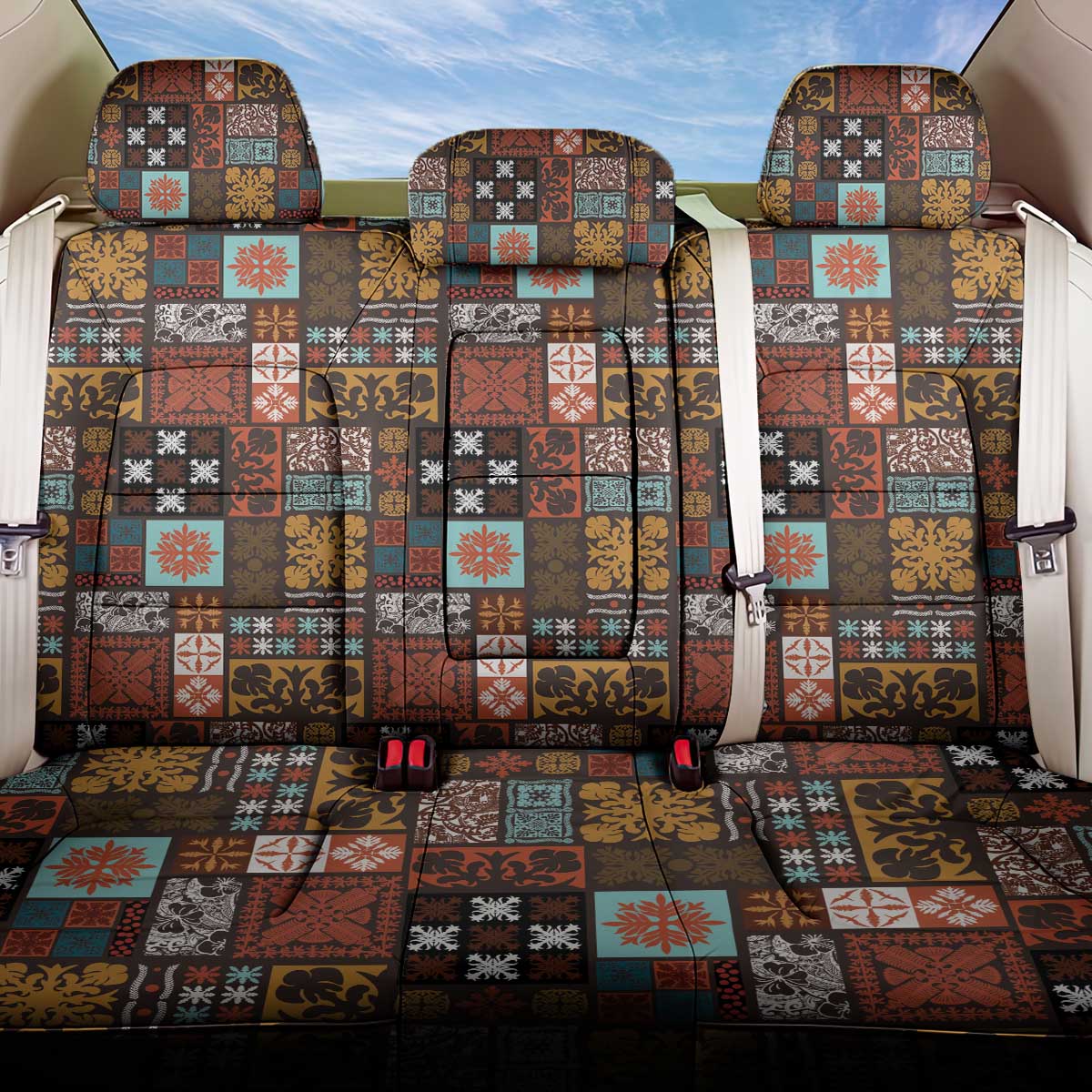 Vintage Hawaiian Quilting Patterns Back Car Seat Cover Brown Style Tribal Fabric Patchwork LT9 One Size Brown - Polynesian Pride