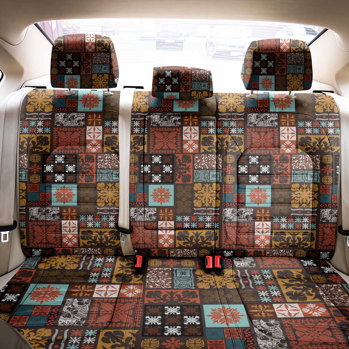 Vintage Hawaiian Quilting Patterns Back Car Seat Cover Brown Style Tribal Fabric Patchwork LT9 - Polynesian Pride