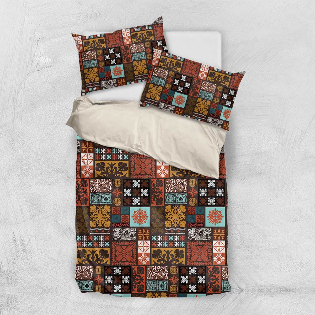 Vintage Hawaiian Quilting Patterns Bedding Set Brown Style Tribal Fabric Patchwork - Polynesian Pride