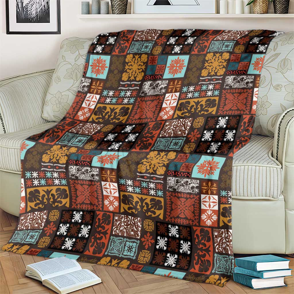 Vintage Hawaiian Quilting Patterns Blanket Brown Style Tribal Fabric Patchwork - Polynesian Pride