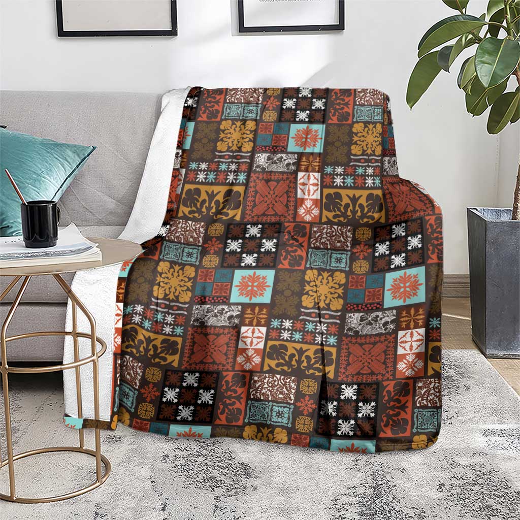 Vintage Hawaiian Quilting Patterns Blanket Brown Style Tribal Fabric Patchwork - Polynesian Pride