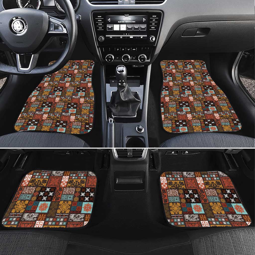Vintage Hawaiian Quilting Patterns Car Mats Brown Style Tribal Fabric Patchwork - Polynesian Pride