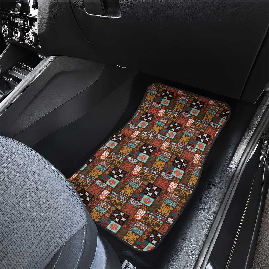 Vintage Hawaiian Quilting Patterns Car Mats Brown Style Tribal Fabric Patchwork - Polynesian Pride